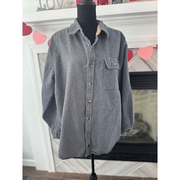 Legendary Whitetails Other - Legendary Whitetails Gray Flannel Button-Down Shirt with Corduroy Collar XL